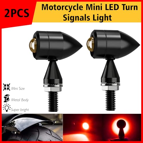 Image of OTOROYS Mart mini jet Metal Bullet Turn Signals Motorcycle LED Blinkers Lights Universal Small Front Rear Indicator Compatible with universal for all bike Red (2pc)