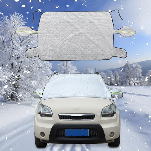 Image of Windshield Snow Cover Compatible with Kia Soul 2009-2013, Car Snow Cover, Front Windshield Sunshade, Exterior Windscreen Sun Shade, UV-Rays Sun Ice Snow Frost Protector, 4-Layer Windshield Cover