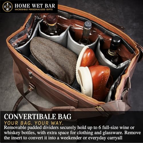 Graham Whiskey Bottle Carrier and Weekender Travel Bag | Customizable Waterproof and Insulated Interior | Vegan Leather | Perfect for Tastings, Parties & Getaways4