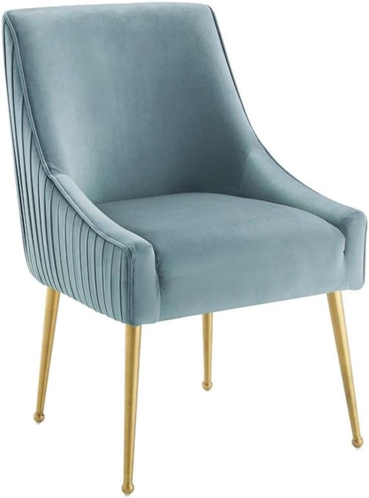 Modway Discern Pleated Back Upholstered Performance Velvet Dining Chair, Light Blue