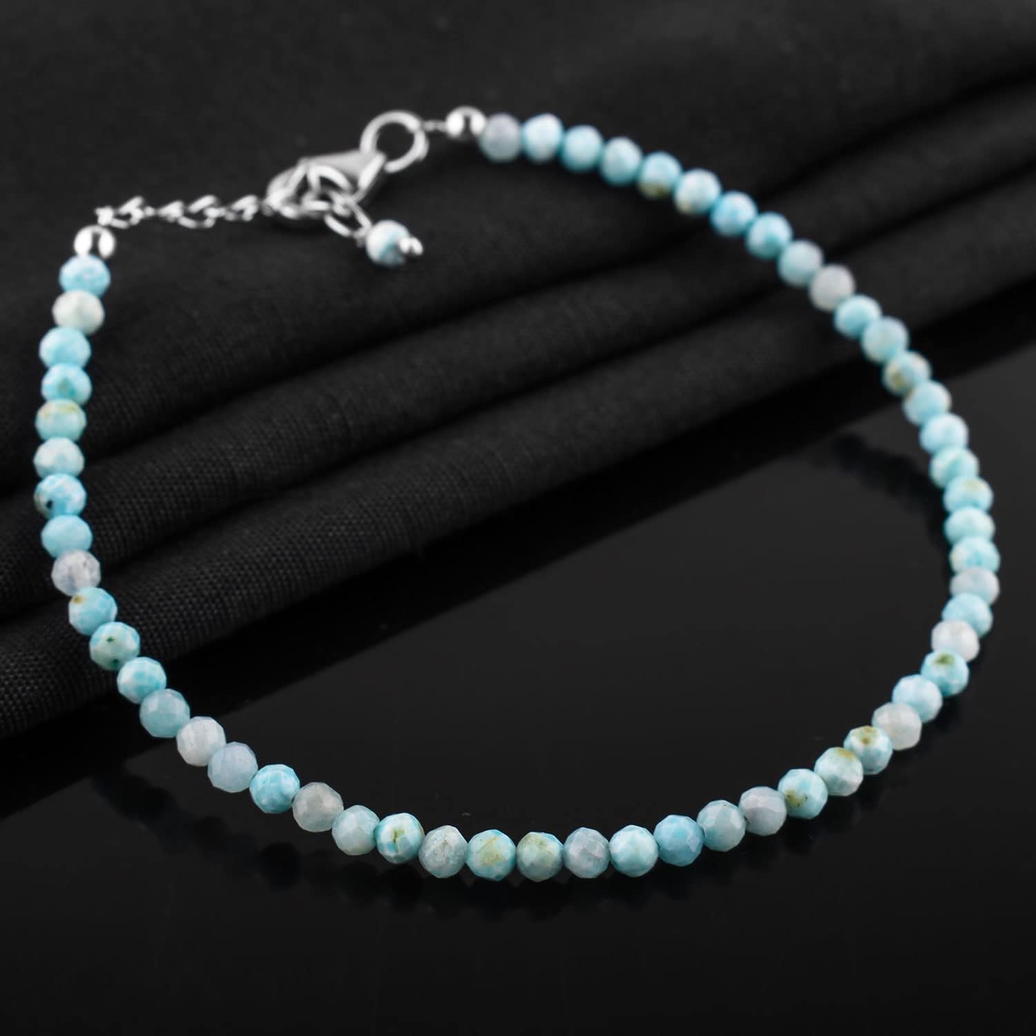 InfinityGemsArt Natural Gemstone Micro Beads Bracelet For Women Dainty Jewelry Christmas Gifts for Women, Birthstone, Stone Jewelry 925 Sterling Silver Chain 8 inch Adjustable - Image 3