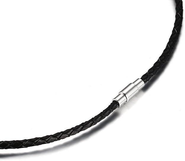 VNOX Genuine Leather Thin Rope Chain 