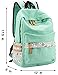 mygreen Kawaii Girls Backpack for School - Lightweight Canvas Backpack for Teens Ages 8-12, Fits 15 Inch Laptop, Cute Boho Floral Design, Durable & Comfortable Light Green