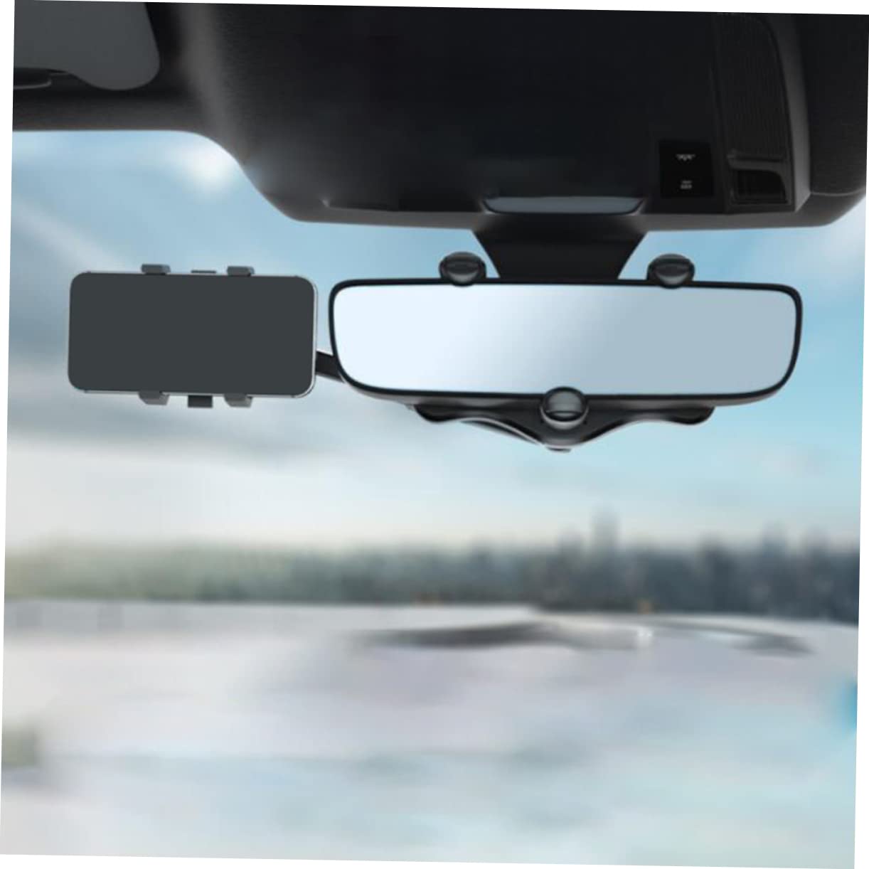 BESTonZON Supporto per Telefono Auto per Cruscotto o Specchietto, Supporto Smartphone Multi-Angolo, in ABS e Colla PU, Antiscivolo