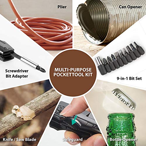 Meedasy Multitool Knife 5-In-1 Portable Pocket Folding Plier, Safety Lock Tactical Tools With Screwdriver/Driver Bit, Mutipurpose Outdoor Survival/Camping/Fishing/Hunting/Hiking #TOP1