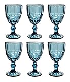 Vintage 6 Piezas Set Roma Copa de Vino Cristal Gafas Copas de Vino Copa de Helado Vaso de Agua Vaso de Trago Largo Jarra - Azul