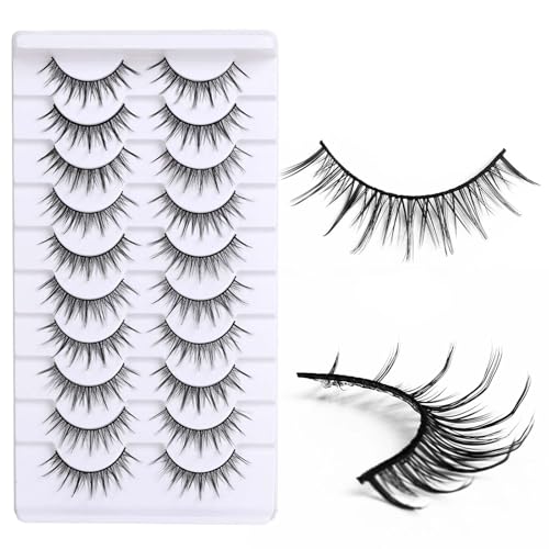 10 Pairs Eye Lashes for Women, False Eyelashes, Natural Sunflower Lashes for Daily Makeup and Special Occasions, Easy to Apply Fake Lashes, DIY Eyelash Extension Kit