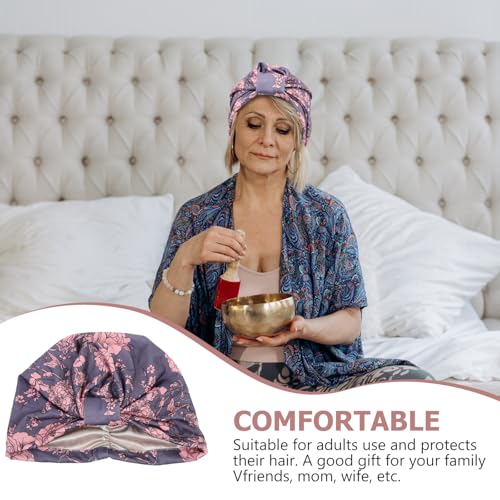 PATKAW Ethnic Style Sleeping Turban Hat for Women And Skin-friendly Double-layer Warm Hair Cover Breathable And Elastic Sleep Cap for Hair Protection Comfort