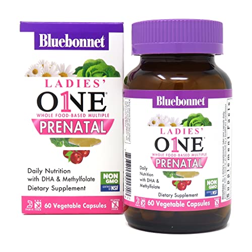 Bluebonnet Nutrition Ladies’ ONE Prenatal - Whole Food-Based - For Women Trying to Conceive, Pregnant or Nursing - Soy-Free, Gluten-Free, Kosher Certified, Non-GMO – 60 Vegetable Capsules, 60 Servings