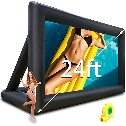 Yimukaka 24FT Inflatable Projector Screen for Outside,Blow up Project Screen,Front and Rear Projection - Includes Inflation Blower,No Seam, Base Stakes, Base Stakes, Tie-Downs & Storage Bag