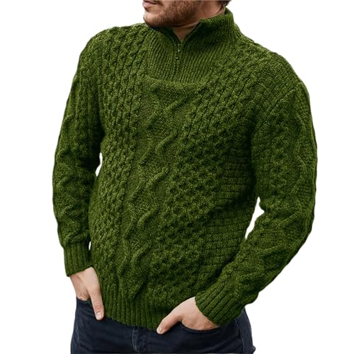 Mens Knitted Sweaters Zipper Long Sleeve Solid Color Pullover Sweater Turtleneck Men's Casual Sweater Autumn Winter