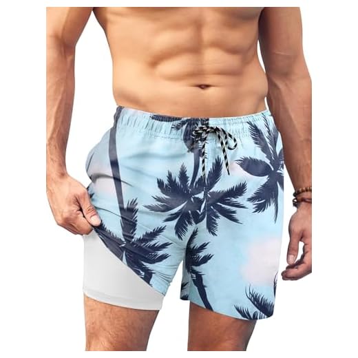 AI'MAGE Badehose Herren Lang Badeshorts Herren mit Meshfutter Schwimmhose Männer Kurz Swimming Shorts Men Bademode Sommer, Palmen, M