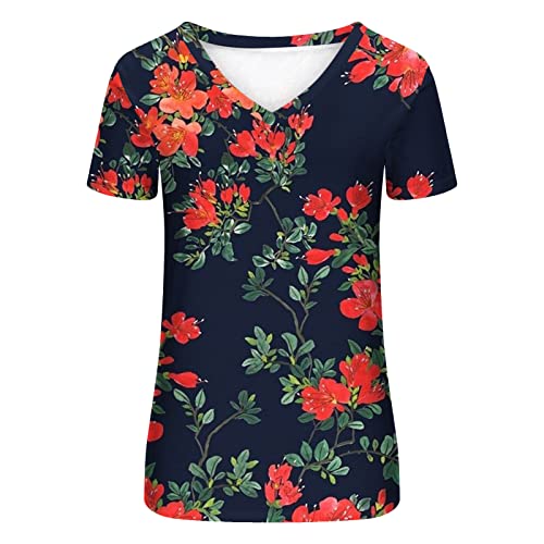 Dasayo Womens V-Neck Vintage Tops Floral Print Summer Fashion Tshirt Blouses Retro Western Bohemian Shirt Trendy Outfits 2023 Elbow Sleeve Tops Women #TOP4