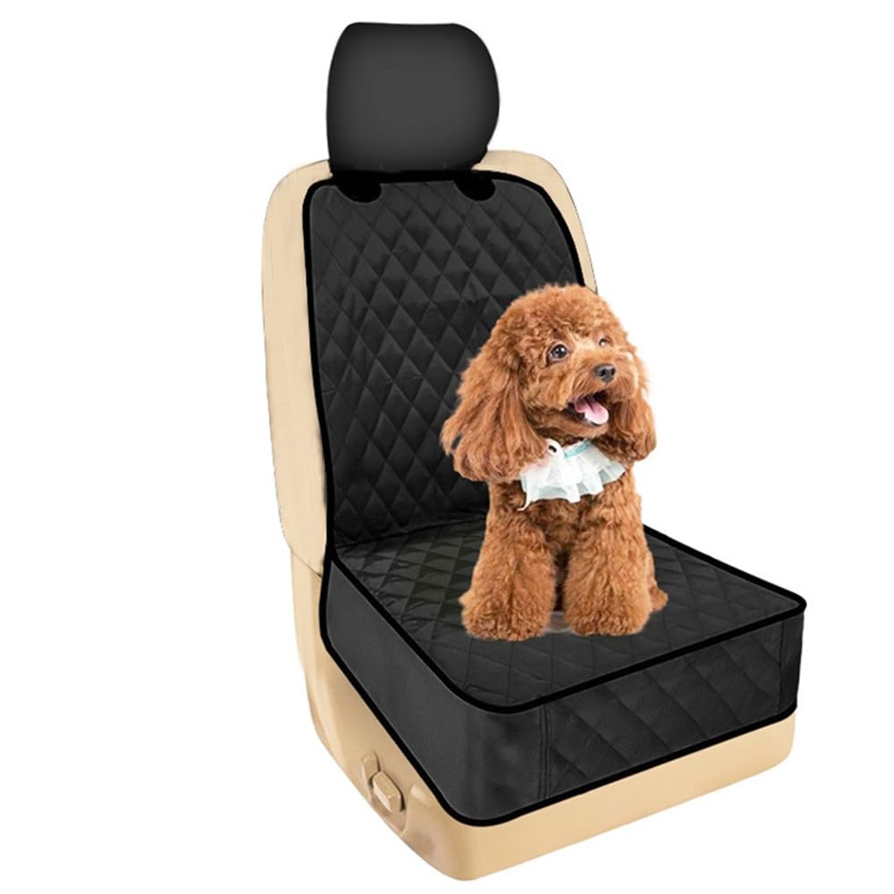ペット用ドライブシート フロントシート用ドッグカーシートカバー 犬用 ひっかき防止 防水 滑り止め機能 ほとんどの車種に対応 耐久性のある車載ペットマット 汚れ防止 噛み傷防止 キルティング仕様の犬用バスケットメーカー品 ラッピングジップ付き (ブラック)