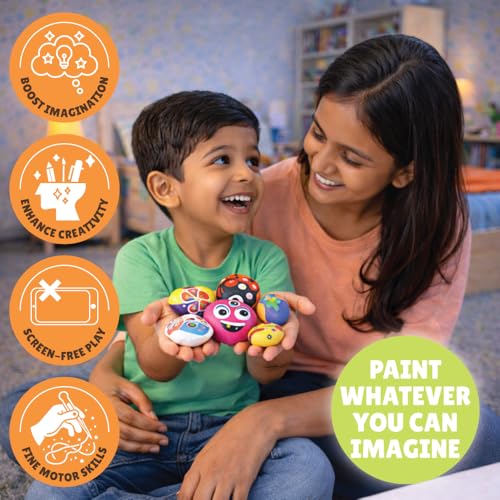 Image of Kalakaram DIY Rock Painting Kit for Kids & Adults | Coloring & Painting Set, DIY Art & Craft Kit | Stone Color Art & Gifts for Girls Age 4+ Years | Return Gift & Screen-Free Activity