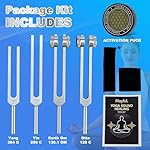 Tuning Forks for Healing Set - 128Hz, 136Hz, 256Hz, 384Hz with Activator - Weighted & Unweighted Sound Therapy Tools for Chakra Balance, Yoga, Meditation & Relaxation in Velvet Pouch - Image 3