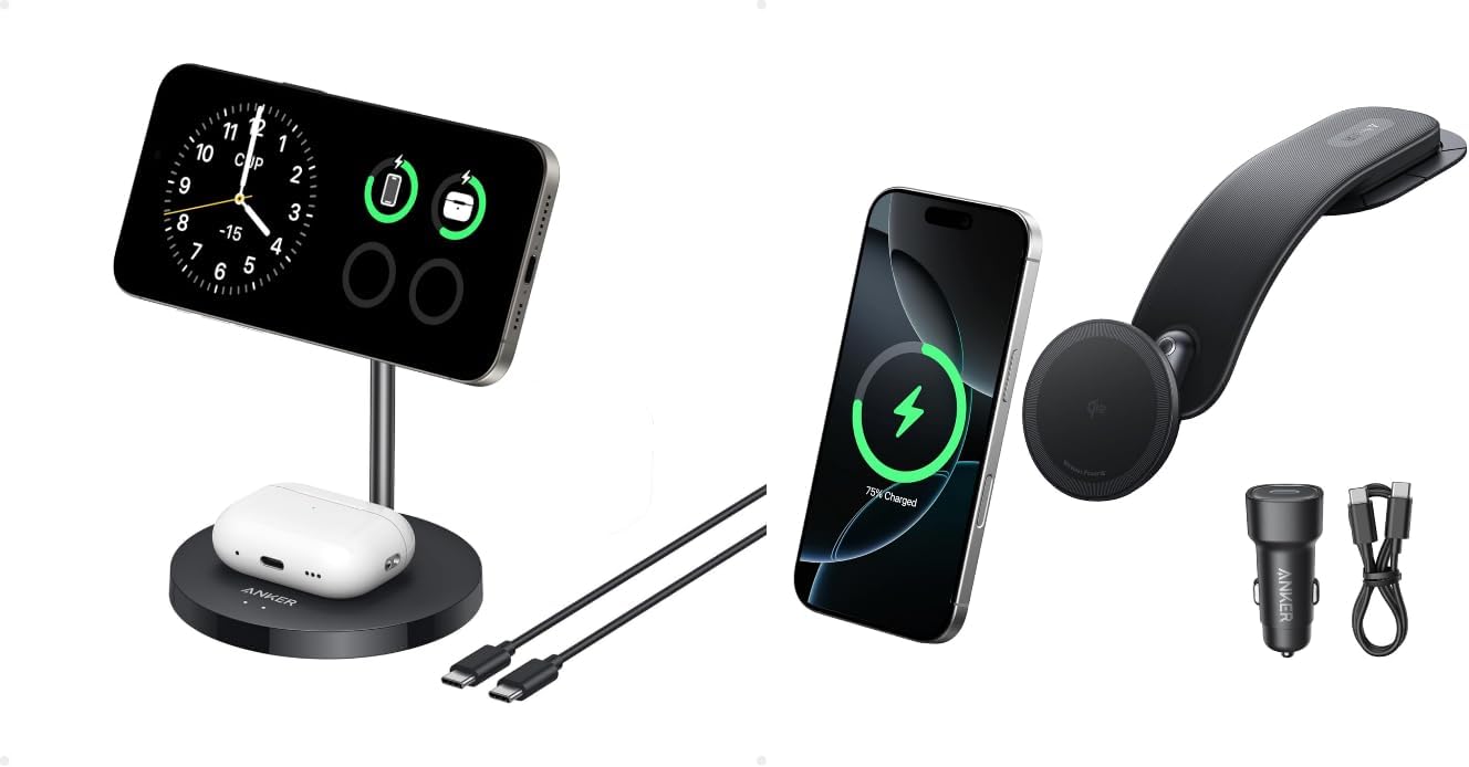 Anker 2 in 1 Charger Stand with Qi2 Magnetic Car Charger