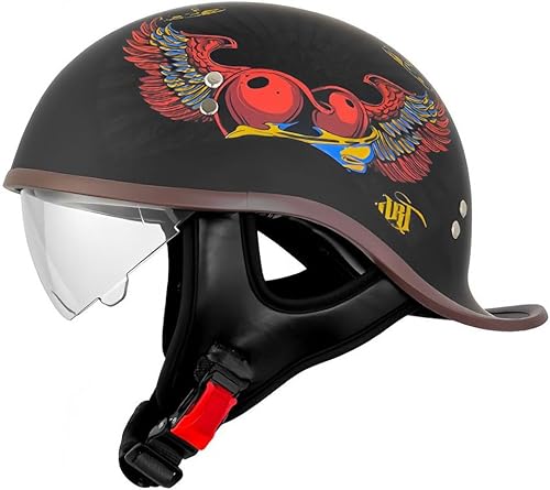 Casco Moto Semiabierto Retro Homologado ECEDOT - Diseño Clásico para Viaje En CruceroBicicleta, Ajuste Universal