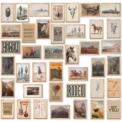 Western Decor Vintage Western Wall Decor,Boho Vintage Home Decor 40pcs Collage Southwestern Pictures,Farmhouse Wall Decor Cowboy Art,Southwestern Artwork Prints for Bathroom Bedroom Decor,Unframed,4x6inch