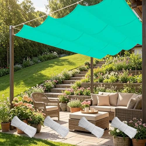 Voile ombrage vague rétractable 2x6m imperméable avec œillets pour jardin et patio
