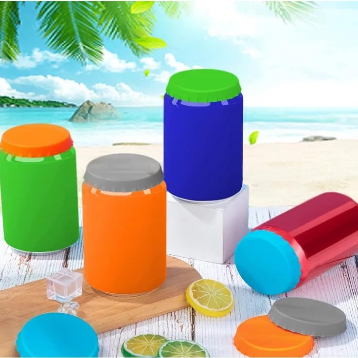 Silicone Reusable Soda Can Lids Set of 6 - Universal Spill-Proof Covers for Beverage Cans - Fits Standard Soft Drink, Beer, and Energy Drink Cans - BPA-Free, Eco-Friendly, Easy to Clean