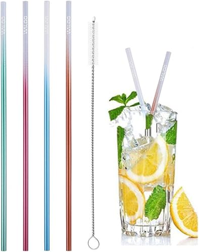 Miniatura 8 de Home Juego de 4 popotes reutilizables de acero inoxidable de 10.5 pulgadas y cepillo de limpieza para vasos, tazas y tazas de 20 a 30 onzas (negro,