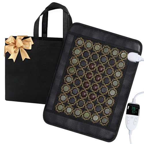 Infrared Heating Pad for Back, Far Infrared Natural Jade Heating Pad, Heating Pads with Travel Bag and Chair Strap, Auto Shut Off, Smart Controller with Memory Function, 15 x 19 inches