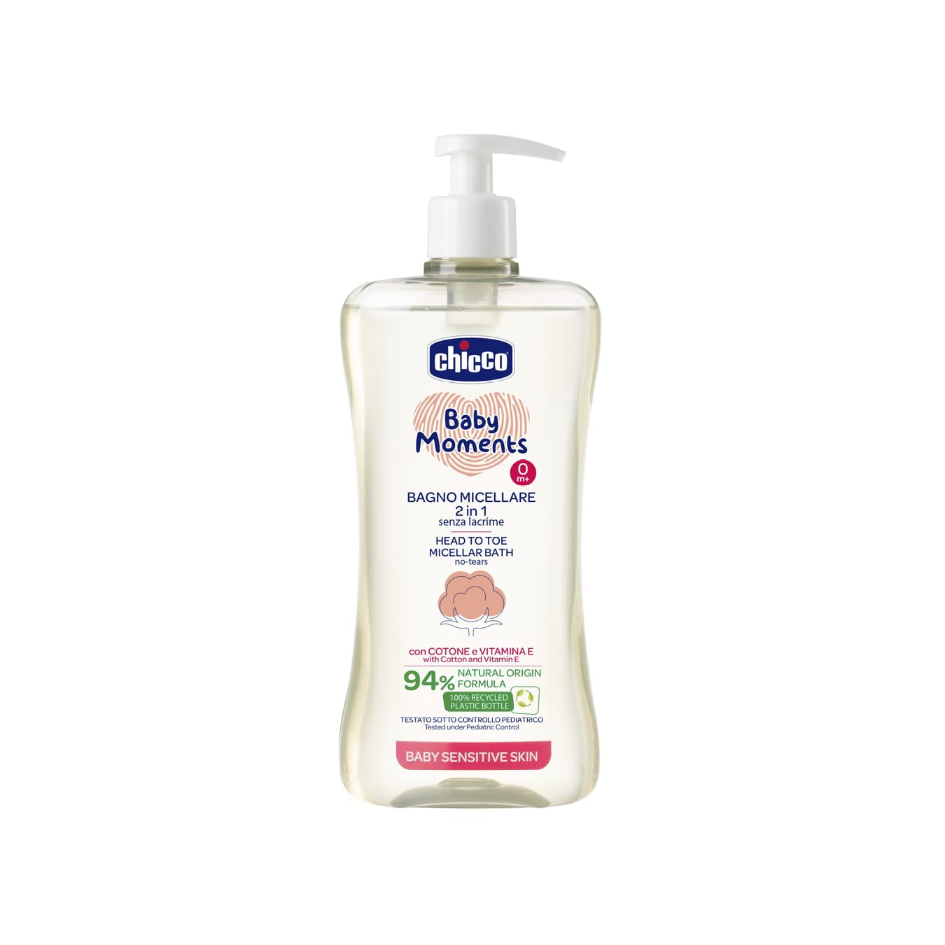 Chicco Baby Moments Head To Toe Micellar Bath No Tears For Baby Sensitive Skin 0M+ 500Ml, Multicolor