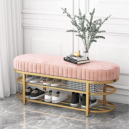 Étagère à chaussures à 2 niveaux avec banc en velours compact - 2