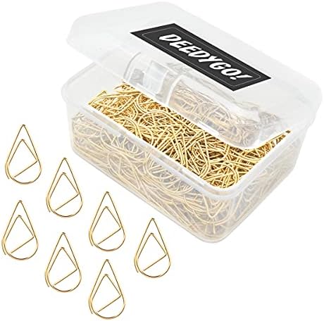 250 Pieces Gold Cute Paper Clips Teardrop Stainless Steel Drop-Shaped Paper Clips for Office School Supplies Wedding Invitations Crafts Scrapbooking Bookmarks Kids Women Planners (1 inch) by DEEDYGO