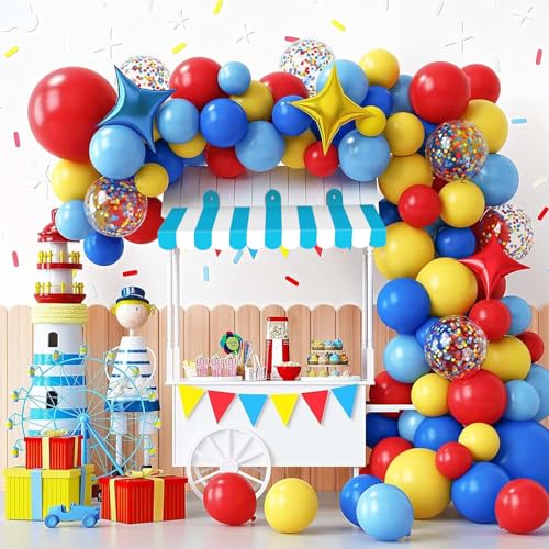 Image of 2 Piece Circus Awning Decoration 3D Carnival Tent Awning Wall Decorations for Circus Theme Party, Carnival Stand, Party Favors Supplies (Blue and White)