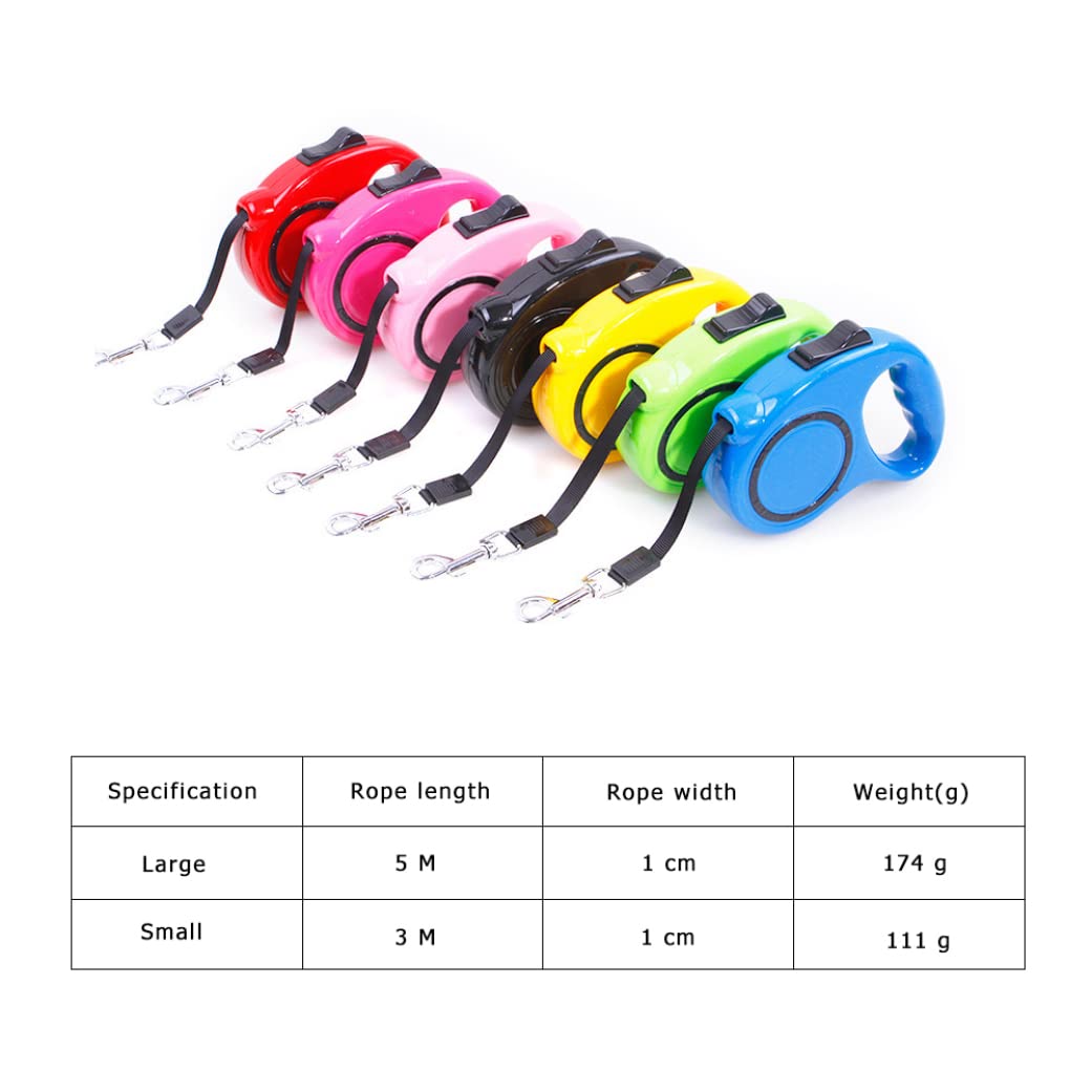 Guinzaglio retrattile portatile per animali domestici Corda da passeggio per cani durevole Allungabile Guinzaglio per cani lungo e robusto Guinzaglio con bottoni elastici in nylon 5 metri Nero