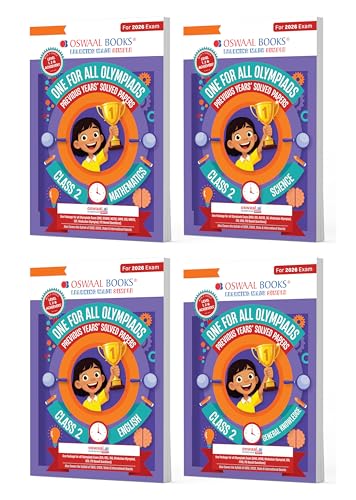 Image of Oswaal One for All Olympiads | Class 2 Maths, Science, English, GK | Chapter-wise Previous Years' Solved Papers | Prep-Guide With Level 1, 2 & Achievers Section (Set of 4 Books) For 2026 Exam