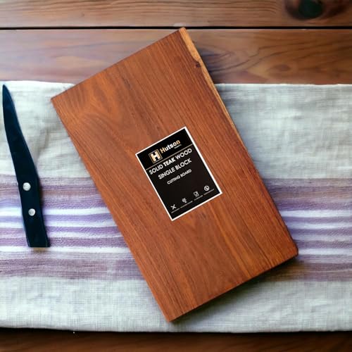 Image of Hutson Solid Teak Wood Cutting Board 15 x 9 Inch with 45 Bottom Cut - Heavy Duty Wooden Chopping Board