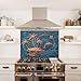 Kitchen Backsplash, Full Moon Scene Behind the Palm Trees Copper Backsplash, Dolphin and Dove Copper Backsplash Panel, Handmade Copper Backsplash Tile, Indoor Outdoor Wall Decor (Blue)