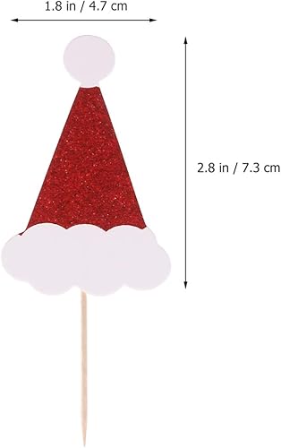 Miniatura 3 de Amosfun 36 piezas de sombrero de Navidad con purpurina para pasteles, sombrero de Papá Noel, inserción de tarjeta de pastel, cupcakes, selecciones