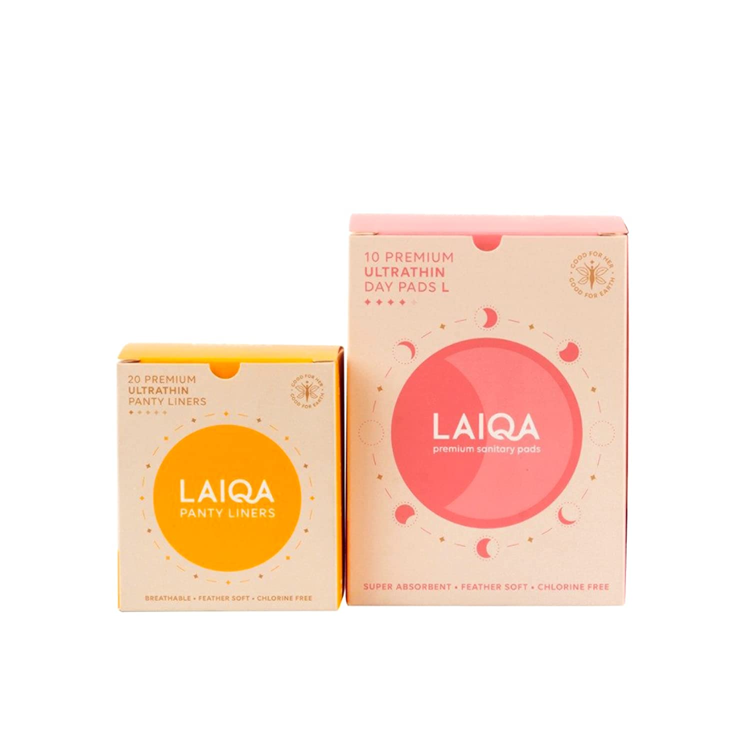 LAIQA Ultra Soft Moderate Sanitary Pads Combo for Women|15L Premium Pads with 15 Disposable Bags+40 Pantyliners+3 Free Pantyliners|Made with Natural Fibers|Rash-Free|No Chlorine|No Fragrance