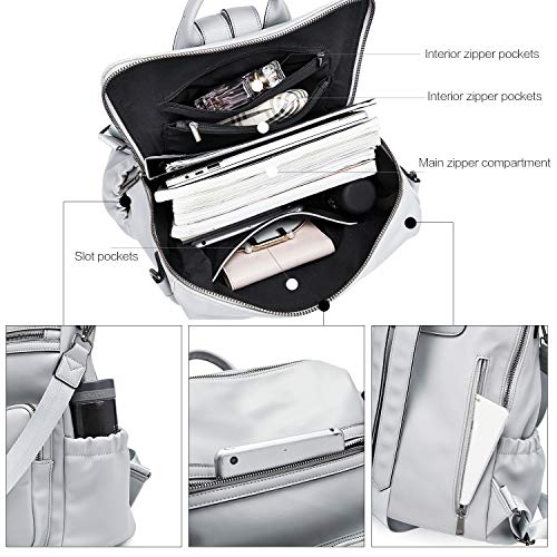 Image of Backpack Purse For Women Fashion Leather Designer Travel Large Ladies Shoulder Bags with Tassel Gray