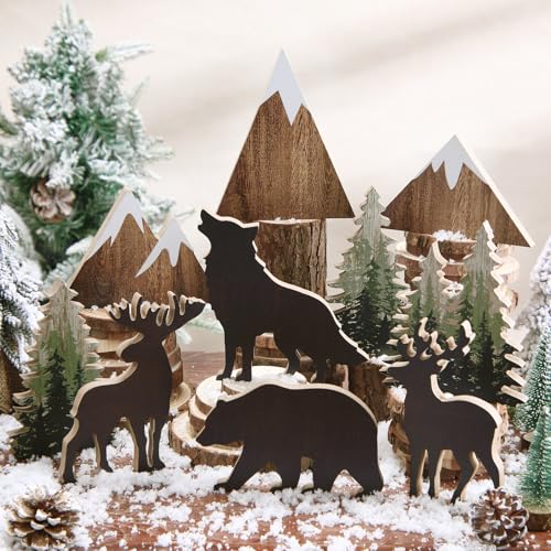 DoubleFill 10 Pcs Cabin Shelf Decor Wooden Forest...