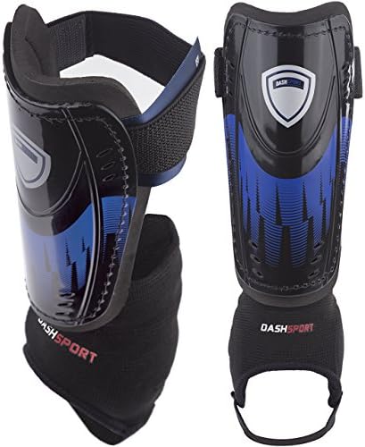 Soccer Shin Guards -Youth Sizes - by DashSport - Best Kids Soccer Equipment with Ankle Sleeves - Great for Boys and Girls