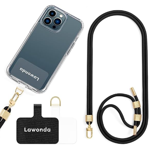 Lawonda Phone Lanyard Universal Crossbody Cell Phone Strap Anti-Theft Adjustable Neck Lanyard for iPhone 17 Pro Max 2pcs Phone Patchs Tether Pads Midnight Black by Lawonda - Used condition - US$7.00