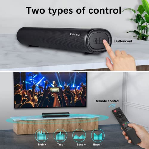TKMARS Barra de Sonido para TV con Bluetooth 50cm Minibarra Subwoofer Incorporado Sonido de 2.0 Canales 3D Envolvente Altavoz Pequeño para PC Cine en Casa con Control Remoto/HDMI/óptico/RCA/AUX/USB - imagen 4