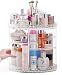 Lumcrissy Makeup Cosmetic Countertop Organizer,360-Degree Rotating Crystal Display Stand Box (Plus Size14''×11' Extra Large Capacity), Adjustable Multi-Function Cosmetic Storage