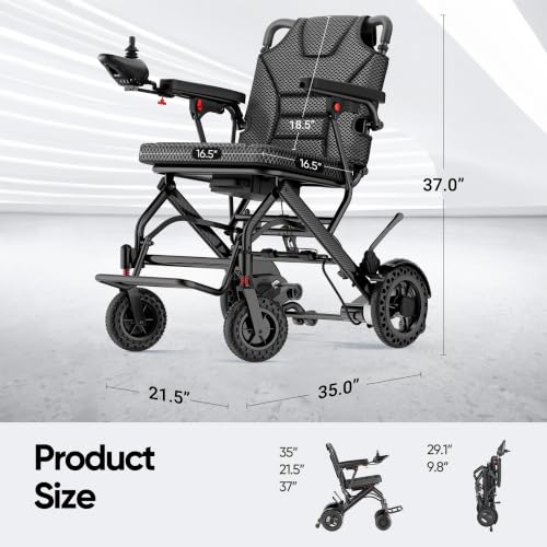 Image of 2026 Upgrade VERPAL 36lbs Lightweight Electric Wheelchair for Adults Seniors, Foldable Electric Wheelchair for Travel, Air Transport, 360W Power Wheelchair for All Terrain, Motorized Mobility Scooters