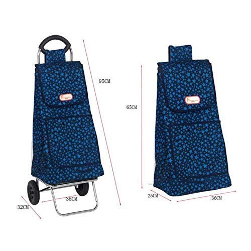 HYY-YY Leichter Einkaufskorb, zusammenklappbar, kleiner Anhänger mit 2 Rädern, Outdoor-Reisen, Push-Pull, große… – Bild 3