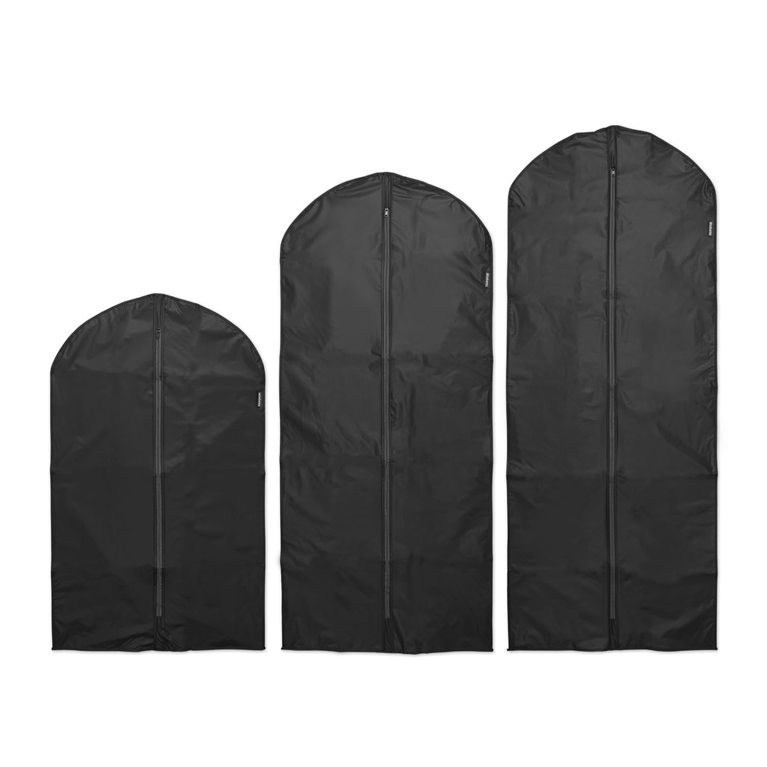 Brabantia 3 Pack L M Xl Hanging Clothes Protector Bags (Black) Garment Covers For Closet Storage Fits Suits Shirts Long Coats Dresses Dust & Moth Pr