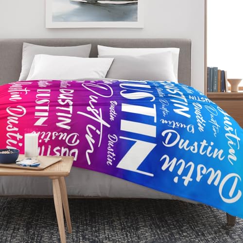 Name Blanket Personalized Name Blanket Customized Blanket with Name Text for Adult Kid Birthday Christmas Mothers Fathers Valentines Day Gift