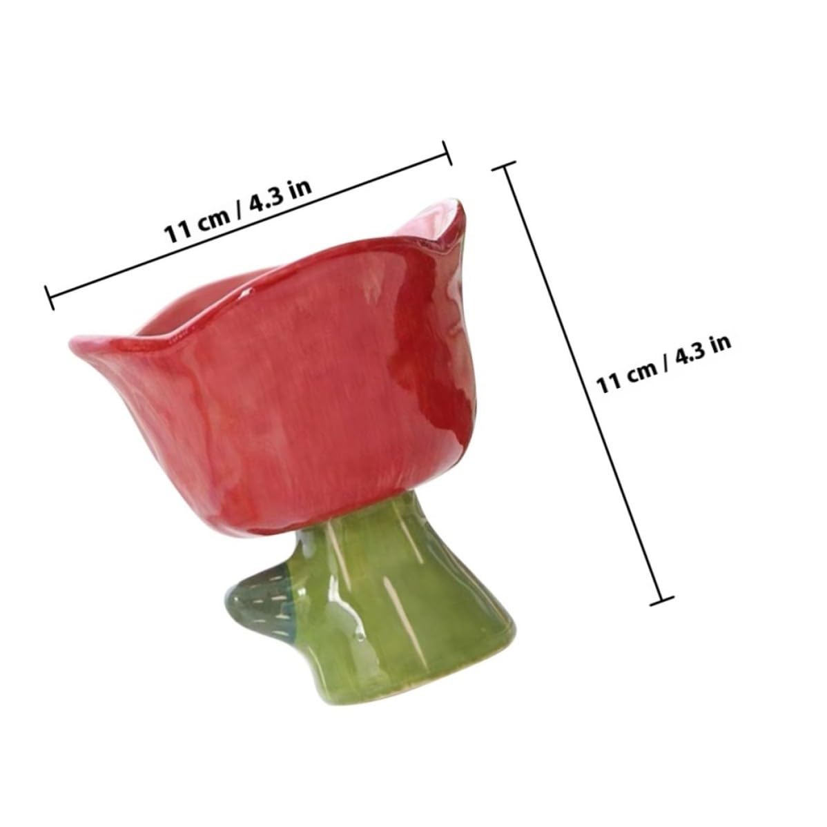 VILLCASE Taza de Helado de Cerámica, Recipiente Decorativo para Postres, Tulipán, Rojo, Diseño Simple, para Ensalada y Helado