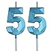 55th Birthday Candles for Cake, Blue Number 55 3D Diamond Shaped Candle Birthday Decorations Party Supplies for Women or Men
