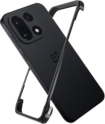 for OnePlus 15 Metal Bumper Case Frameless, Slim Fit No Back No Frame Backless Aluminum Alloy Bumper Compatible with MagSafe 4 Corners Shockproof Black
